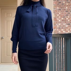 J.Crew tie-neck merino wool turtleneck sweater XS
